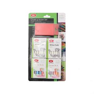 Set di gessetti bianchi senza polvere DC + gessetti colorati + gomma per lavagna per insegnanti, studenti e famiglie - Forniture per scrittura non tossiche - Product Image 1