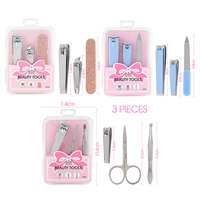 Kit professionnel de 3 outils de réparation d'ongles, mignon et portable, pour manucure et pédicure, avec coupe-ongles et accessoires de manucure à domicile