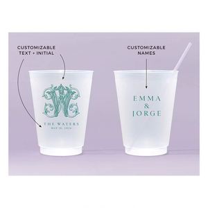Vasos de Plástico Personalizados, Reutilizables, Resistentes al Agua, Flexibles, Antirrotura, Estilo Romántico, Recuerdos de Boda Modernos - Product Image 4