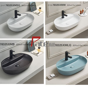 Экологически чистая мелкая раковина и черная цветная художественная керамическая раковина, керамический Овальный умывальник - Product Image 3