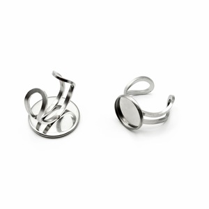Stainless Steel Ring Setting Hollow <b>Disc</b> Base Double Line Adjustable For Ring Making Jewelry Findings - Product Image 4