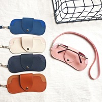Nouvel étui à lunettes en cuir PU à suspendre au cou, motif uni tendance, parfait pour ranger différents types de lunettes