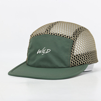 Casquette de camping 5 panneaux personnalisable OEM de haute qualité, tendance, réglable, en maille, pour course en extérieur, avec impression de logo, vente en gros, Gorras de sport