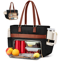 Sac à déjeuner LOVEVOOK pour femmes, sac de travail avec compartiment isotherme, sac pour ordinateur portable de 15,6 pouces avec porte-gobelet, grand sac à déjeuner