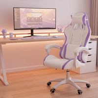 Chaise de bureau pivotante confortable pour fille, couleur violette, avec fonction de levage et d'inclinaison, chaise de jeu inclinable