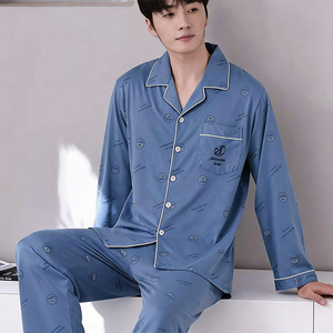 <span class=keywords><strong>Pigiama</strong></span> da <span class=keywords><strong>uomo</strong></span> di lusso leggero, morbido, <span class=keywords><strong>con</strong></span> stampa nuvole, a maniche lunghe e pantaloni, per casa e tempo libero, per giovani e adulti di mezza età, primavera - Product Image 1
