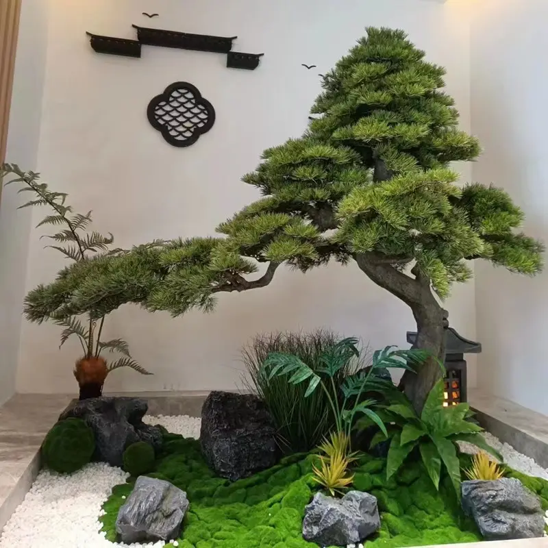 2022 new 200cm height artificial large tree plant indoor decorative green pine bonsai tree