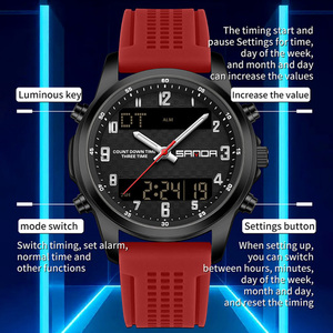 Reloj de Pulsera Sanda 9119, Nuevo Modelo para Hombre, de Lujo Ligero, con Doble Pantalla, Luminoso, Resistente al Agua, con Temporizador de Cuenta Regresiva y Alarma - Product Image 6