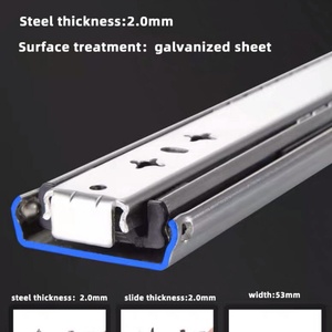 Corredera Moderna de Acero de 53mm con Extensión Total, Tres Secciones, Rodamiento de Bolas, Cierre Suave, de Alta Resistencia para Cajones de Cocina y Sala de Estar - Product Image 3