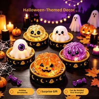 Nouveau Jouet Anti-Stress Squishy en Forme de Citrouille Fantôme à Paillettes pour Halloween, en Matériau TPR, Unisexe, Boîte Mystère Surprise