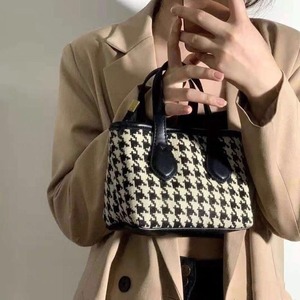Exquisite All Seasons Women's Fashion Small Houndstooth PU Messenger <b>Bag</b> Single <b>Strap</b> ZIP Closure Versatile Mobile Phone - Product Image 1