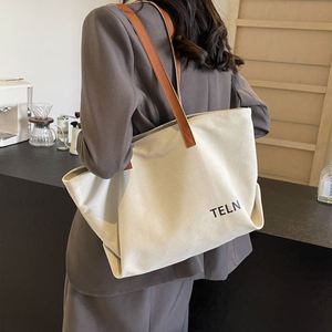 Popular Large Capacity Waterproof Solid Color <b>Canvas</b> <b>Tote</b> High Quality Minimalist Convertible Shoulder Handbag Open All Seasons - Product Image 4