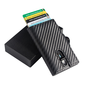 Smart <b>Men</b> <b>Wallets</b> Leather Slim With Coin Pocket Metal Credit Card Holder Cartera <b>RFID</b> Blocking Popup <b>Wallet</b> With Zipper Pocket - Product Image 6