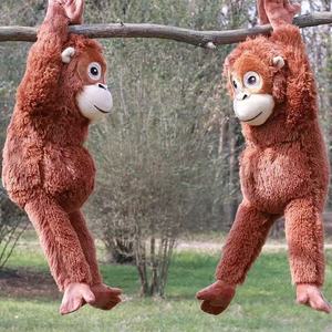 Boneka Orangutan Merah Eunegeskoog Lintas Negara dengan Isian Kapas PP, Monyet Berlengan Panjang Realistis 31cm-50cm