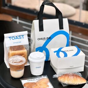 ถุงกระดาษและกล่องใส่อาหารแบบนำกลับบ้านสำหรับขนมอบและของหวาน ทำจากผ้าไม่ถักทอ ฉนวนกันความร้อน ใช้ซ้ำได้ ปรับแต่งได้ พิมพ์โลโก้ได้ - Product Image 4