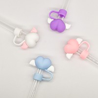 Couvre-paille pour gobelet, bouchon anti-poussière, capuchon de paille en forme d'aile et de cœur, best-seller
