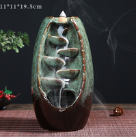 Brûleur d'encens en céramique à refoulement d'eau, porte-encens cascade, décoration d'intérieur, encensoir d'aromathérapie, ornement en porcelaine fait main