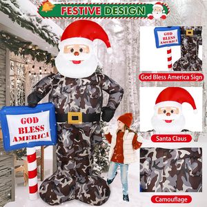 7FT LED ışıkları noel şişme Santa baba kamuflaj asker ordu parti süslemeleri şişme noel dekorasyon için - Product Image 3