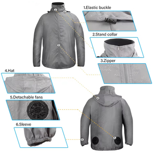 Colorful Sun Protection Skin Cooling <strong>Clothing</strong> With Fan Long Canvas Stand Collar Waterproof Windproof Quick Dry - Product Image 3
