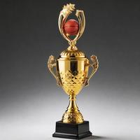 Trophée de basketball sportif en métal poli avec base durable pour les champions des tournois scolaires - Gravure personnalisée disponible