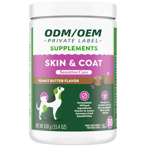 Complément alimentaire pour la peau et le pelage des chiens OEM/ODM - Huile de poisson et oméga-<span class=keywords><strong>3</strong></span> sous forme de friandises molles pour soulager les démangeaisons/peau sèche et les allergies, durée de conservation de 2 ans - Product Image 1