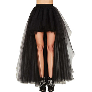 Jupe en <span class=keywords><strong>Tulle</strong></span> haut bas pour <span class=keywords><strong>femme</strong></span> gaze noire swallowtail taille haute Tutu longue fête <span class=keywords><strong>jupon</strong></span> Style décontracté Punk Goth carnaval - Product Image 1