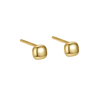 Zierliche 14K Vergoldete S925 Silber Quadratische Kuppel-Ohrstecker Sterling Silber Minimalistische Geometrische Ohrstecker