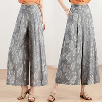 Culottes à taille haute et jambes larges pour femmes, mélange de rayonne et de polyester, pantalon-jupe décontracté avec poches