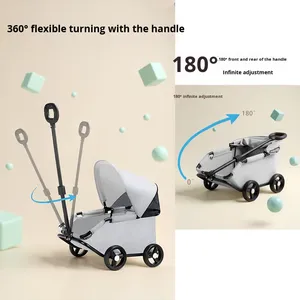 बिल्लियों कुत्तों के लिए पोर्टेबल छोटे पालतू रोलर फोल्डेबल 4-पहिया यात्रा वाहक गाड़ी लुभावनी जाल सुरक्षा बेल्ट आउटडोर - Product Image 2