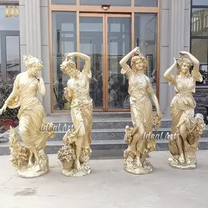 Patung Logam Dekoratif Luar Ruangan Ukuran Hidup Patung Perunggu Emas Empat Musim Taman Logam Patung Wanita