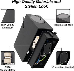 Aplique de aluminio rectangular negro mate GU10 LED luz exterior moderna para patio arriba y abajo - Product Image 6