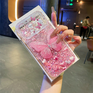 Funda de teléfono con diseño de mariposa, brillante, transparente, con diamantes, estilo IMD, para chicas, compatible con iPhone 18, 17, 16, 15, a prueba de golpes. - Product Image 4