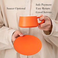 Mug à thé ou à café en céramique moderne avec logo personnalisé, 250 ml, finition mate, orange, rouge, noir, blanc, avec cuillère, boîte cadeau