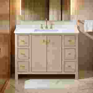 Premium Quality Standing Bathroom Cabinet <b>White</b> Marble Top Vanity Bathroom - Product Image 3