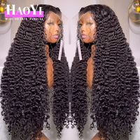 Wig Rambut Manusia Super Double Drawn Grade 12A HD Lace Front Tanpa Lem untuk Wanita Kulit Hitam, Wig Rambut Manusia Keriting Burma Lace Front