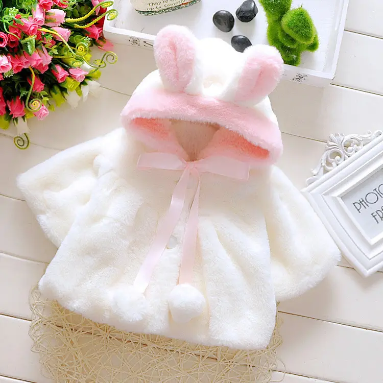 2023 Fashion Long Sleeve Girl'S Hoodie Rabbit Ears Jacket Baby Winter Warm Fleece Coat