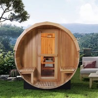 Sauna Kayu Cedar Merah Solid Harga Terbaik untuk 4-6 Orang, Tampilan Taman, Shower Uap Kering, Panel Kontrol Komputer, Dilengkapi Tungku
