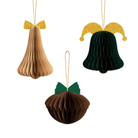Lot de 3 décorations de Noël 3D magnétiques pliables écologiques, formes personnalisables (Cloche, Clown) pour fêtes