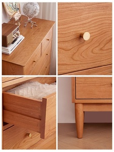 <span class=keywords><strong>Commode</strong></span> à 5 <span class=keywords><strong>tiroirs</strong></span> <span class=keywords><strong>en</strong></span> chêne massif, style moderne minimaliste, avec pieds effilés, meuble de rangement pour salon et chambre à coucher - Product Image 4