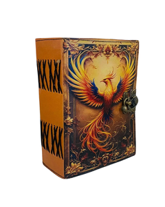 Phoenix Grimoire Leather Journal Handmade Vintage <b>Book</b> of Shadows Embossed Notebook <b>Blank</b> Pages for Writing Drawing and Notes - Product Image 4
