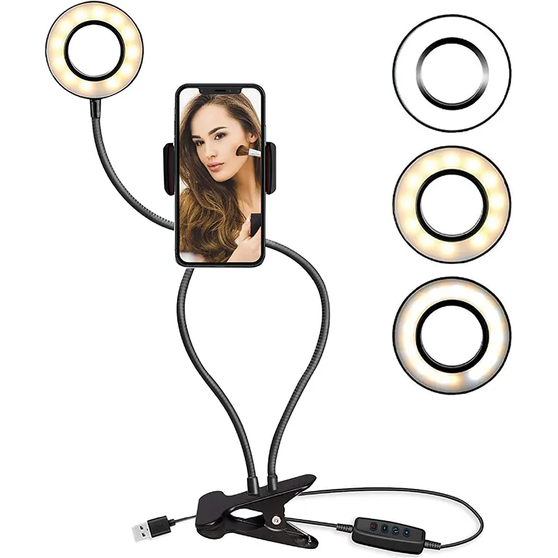 Flexibele Live Stream/Make-Up Tafel Clip Stijl Selfie Ring Licht Mobiele Telefoon Houder Stand