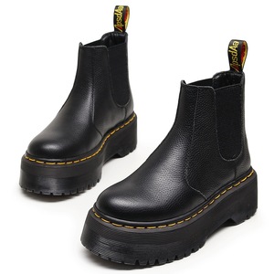 Chelsea Boots - Women's Thick-soled Motorcycle Boots - Genuine Leather Short Boots with Platform Sole - One-Piece Shoe - Product Image 4