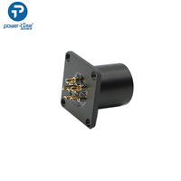 Conector Macho Cuadrado Negro Plateado BB-2590 para Montaje en Panel, para Enchufe SC-C-179495, Carcasa de Aluminio, Corriente Nominal de 6A