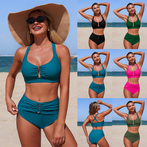 Maillot de bain bikini sexy dos nu triangle uni de style 2026 pour femmes - Product Image 2