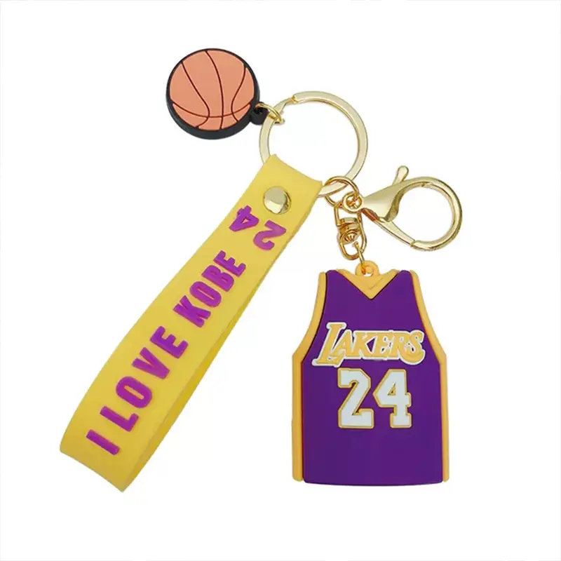Gantungan kunci karet silikon grosir kreatif NBA Promosi gantungan kunci pribadi dalam jumlah besar gantungan kunci logam