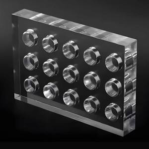 Custom CNC Machined PMMA Transparent Drilling <b>Block</b> with Stainless Steel Inserts Non- Machined - Product Image 1