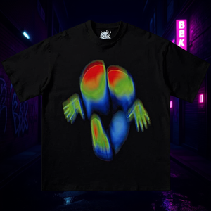 T-shirt graphique à vision thermique Bek, surdimensionné, pour homme, streetwear, col rond, manches courtes, 100% coton jersey, logo imprimé sur le devant - Product Image 2