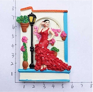 3D Flamenco Bailarina Estilo Español Resina Refrigerador Imán Recuerdo Turístico. Decoración del hogar y la cocina Pegatinas magnéticas Artesanías de resina - Product Image 2