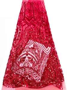 Tela de Encaje con Lentejuelas Moradas Elegantes, Encaje Africano <span class=keywords><strong>Aso</strong></span> Ebi Bordado a la Moda para Bodas y Ocasiones Especiales - Product Image 3