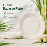 Assiettes Rondes Cannelées Biodégradables en Bagasse de Canne à Sucre pour la Restauration, les Buffets et les Fêtes (Vente en Gros)